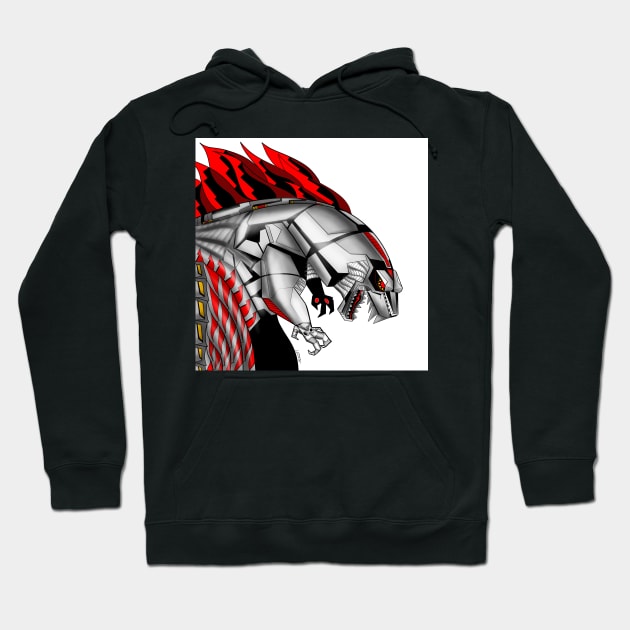 mechagodzilla gojira ecopop kaiju beast in cyber art Hoodie by jorge_lebeau